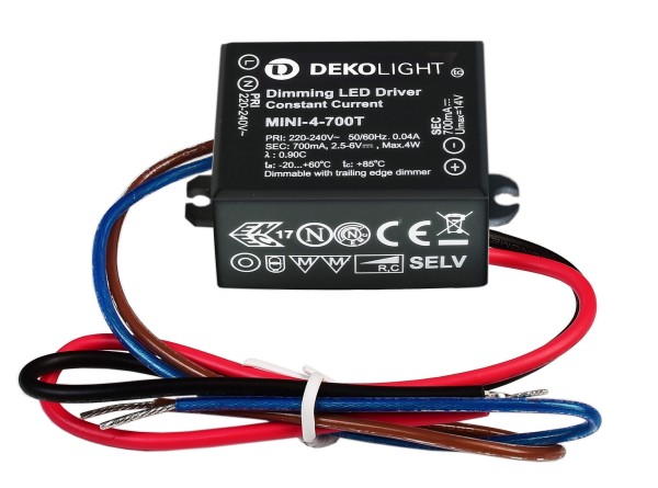 Deko-Light Netzgerät (CC, DC) dimmbar, MINI, DIM, CC, MINI-4-700T/4W, Kunststoff, Schwarz, 2-6V