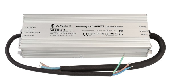 Deko-Light Netzgerät, IP, DIM CV, 24V 66-200W, Aluminium, Silber, 200W, 24V, 2700mA, 249x72mm