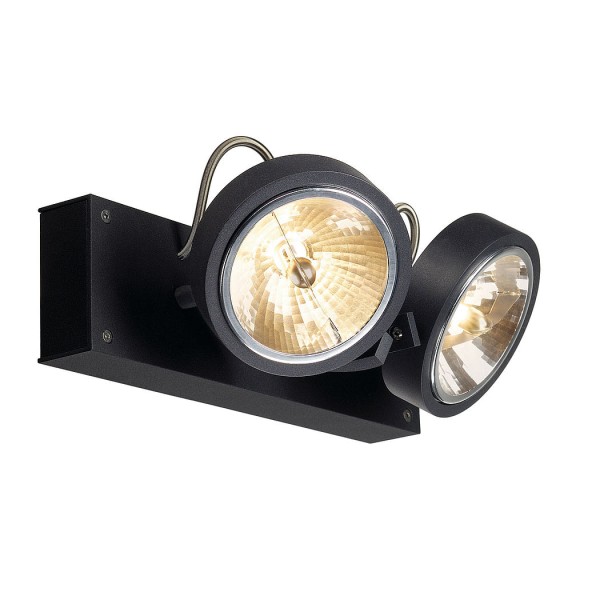KALU 2 Wand- und Deckenleuchte mattschwarz, 2xQRB111, max. 50W
