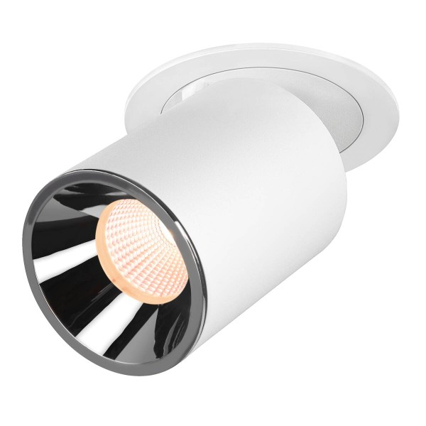 NUMINOS PROJECTOR L Deckeneinbauleuchte, 2700 K, 40°, zylindrisch, weiß / chrom