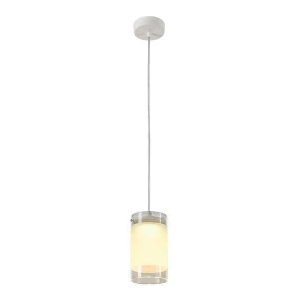 LEFA, Pendelleuchte, einflammig, LED, 3000K, rund, weiß, Glas klar/satiniert,  7,1W, inkl. Treiber