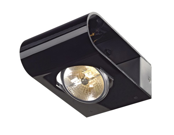 RETROSIX WALL, Wandleuchte, QR-LP111, aluminium gebürstet, Acrylglas schwarz, max.50W