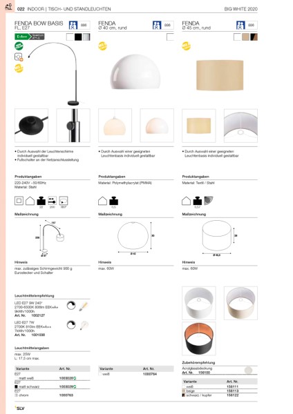 FENDA BOW BASIS E27 Indoor Stehleuchte weiß