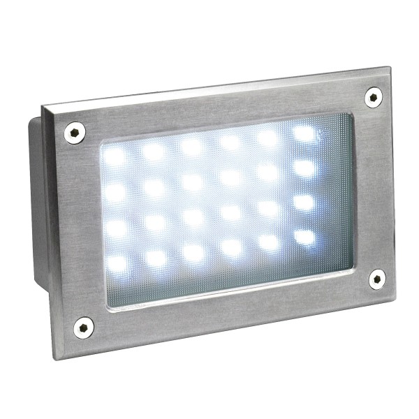 BRICK 24 LED, Outdoor Wandeinbauleuchte, 6500K, IP54, edelstahl