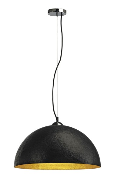 FORCHINI PD-1, Pendelleuchte, A60, rund, schwarz matt/gold, Ø 50 cm, max. 40W