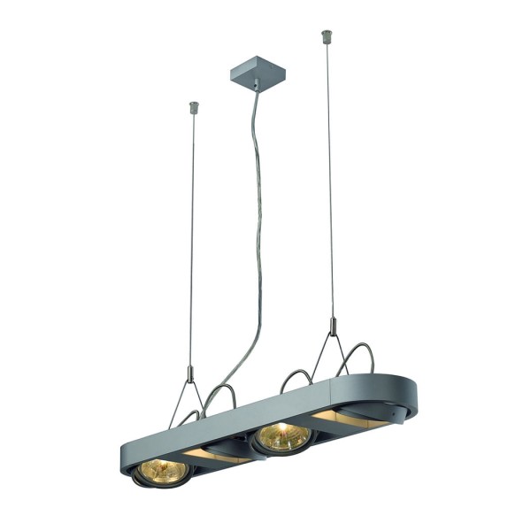 AIXLIGHT R LONG QRB111 Pendelleuchte, rund, silbergrau, 4xG53, max. 4x50W