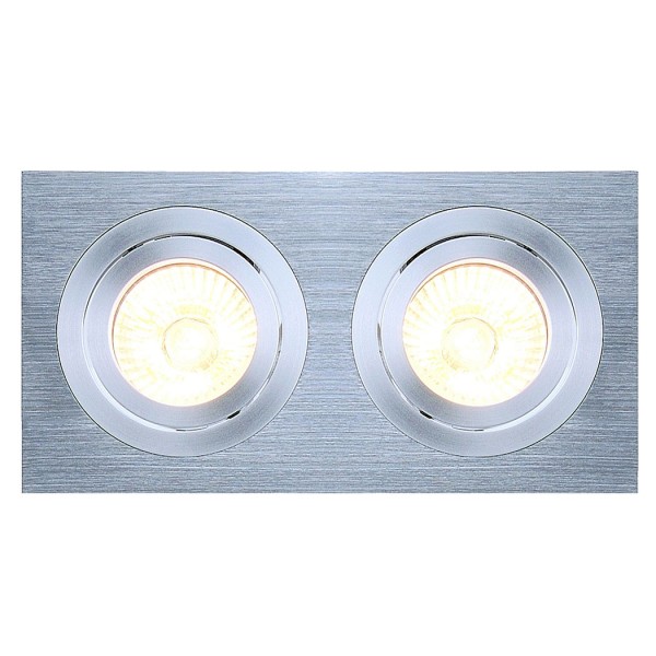 NEW TRIA II GU10 SQUARE Downlight, alu brushed, max. 2x50W, inkl. Clipfedern