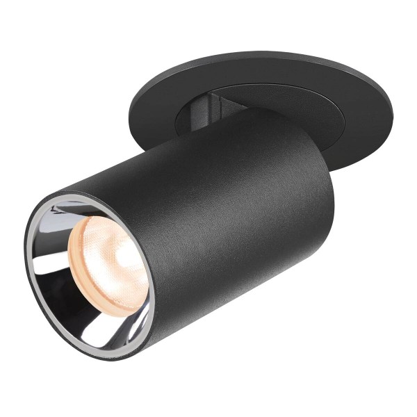NUMINOS PROJECTOR XS Deckeneinbauleuchte, 2700 K, 20°, zylindrisch, schwarz / chrom