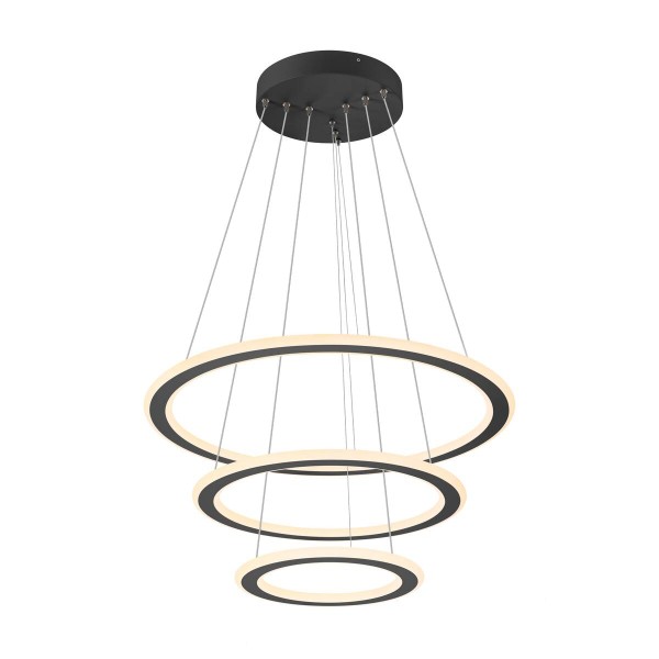 ONE FLAT, Pendelleuchte, triple, 300cm, 2700/3000K, DALI 2, Touch, schwarz