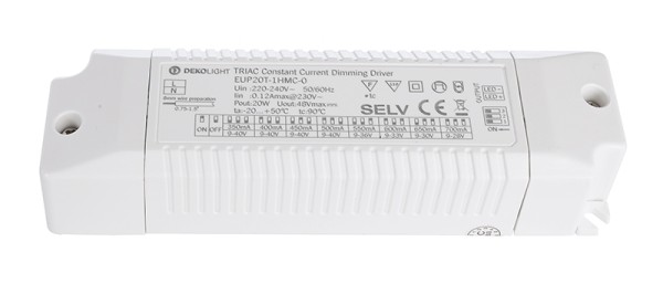 Deko-Light Netzgerät, Triac Multi CC EUP20T-1HMC-0, Kunststoff, Weiß, 20W, 9-40V, 350mA, 150x43mm