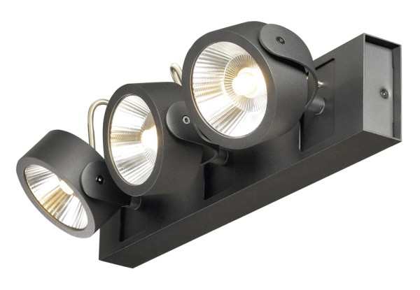 KALU, Wand- und Deckenleuchte, dreiflammig, LED, 3000K, schwarz matt,  30W