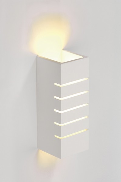 PLASTRA, Wandleuchte, eckig, 100 Slot, weißer Gips, E14, max. 40 W