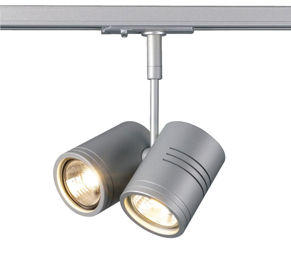 BIMA 2, Spot für Hochvolt-Stromschiene 1Phasen, zweiflammig, QPAR51, silbergrau, max. 50W