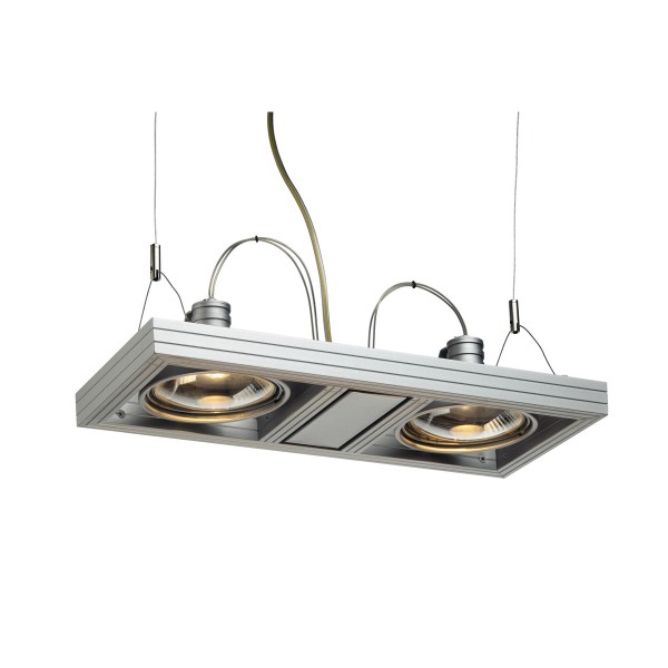 AIXLIGHT, Pendelleuchte, zweiflammig, QPAR111, silbergrau, max. 150W