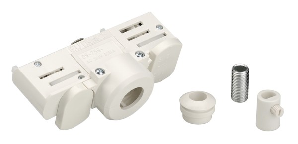 PENDELLEUCHTENADAPTER, für Hochvolt-Stromschiene 3Phasen, weiß, inkl. Montagezubehör