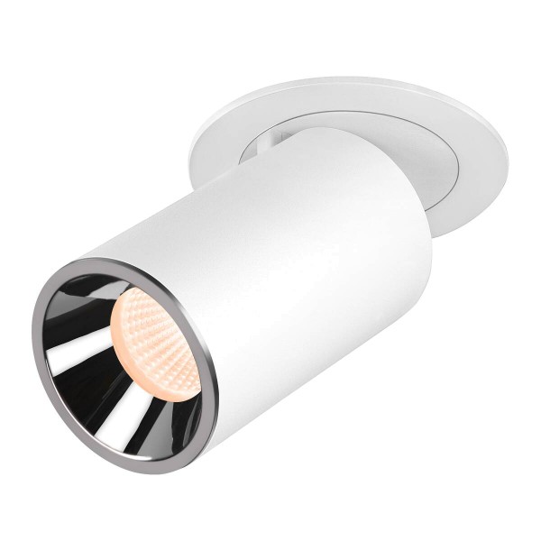 NUMINOS PROJECTOR M Deckeneinbauleuchte, 2700 K, 55°, zylindrisch, weiß / chrom