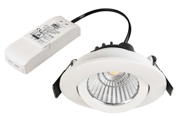 Deko-Light Deckeneinbauleuchte, COB-68-230V-3000K-rund, Aluminium, Weiß, Warmweiß, 38°, 7W, 230V