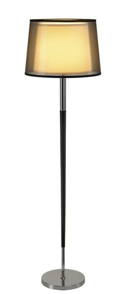 BISHADE SL-1, Standleuchte, A60, chrom/schwarz, Schirm transparent schwarz/weiß, Ø/H 46/32,5 cm