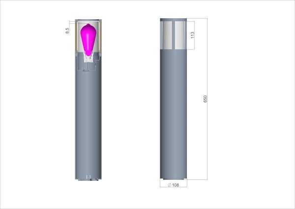 Deko-Light Pollerleuchte, Facado II rund opal 650mm, 1x max 20 W, E27, Rost, Rost Matt, 20W, 230V