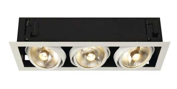 KADUX 3, Einbauleuchte, dreiflammig, QPAR111, rechteckig, weiß matt, max. 225W