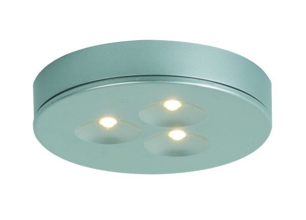 Möbelein / Aufbauleuchte , LED 3x1W, warm weiß, mit 500 mm AMP Kabel, Farbe matt silber, konstant 35