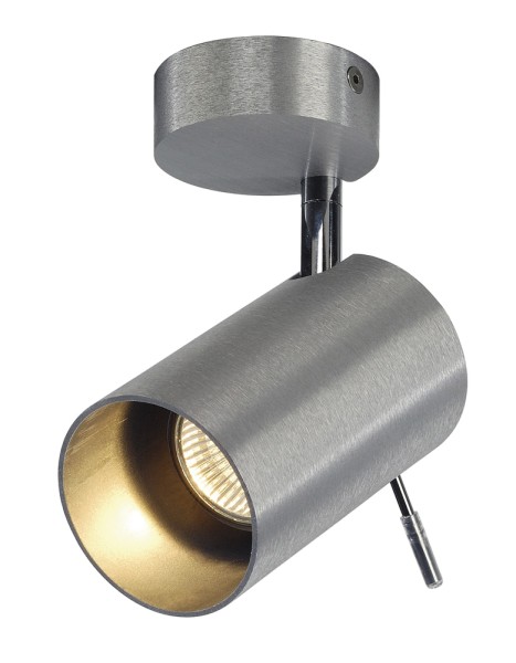 ASTO TUBE 1, Wand- und Deckenleuchte, einflammig, PAR 20, rund, aluminium gebürstet, max. 75 W