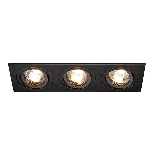 NEW TRIA III MR16 Downlight, rechteckig, mattschwarz, max. 3x50W, inkl. Clipfedern