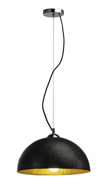 FORCHINI PD-2, Pendelleuchte, A60, rund, schwarz matt/gold, Ø 38 cm, max. 40W