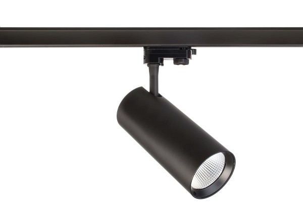 Deko-Light Schienensystem 3-Phasen 230V, Horus, Kunststoff, Schwarz mattiert, Warmweiß, 40°, 30W