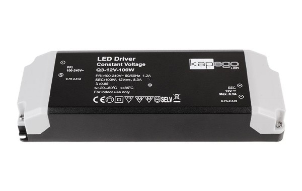 Deko-Light Netzgerät, BASIC, Q3-12V-100W, Kunststoff, Schwarz, 100W, 12V, 8300mA, 184x61mm