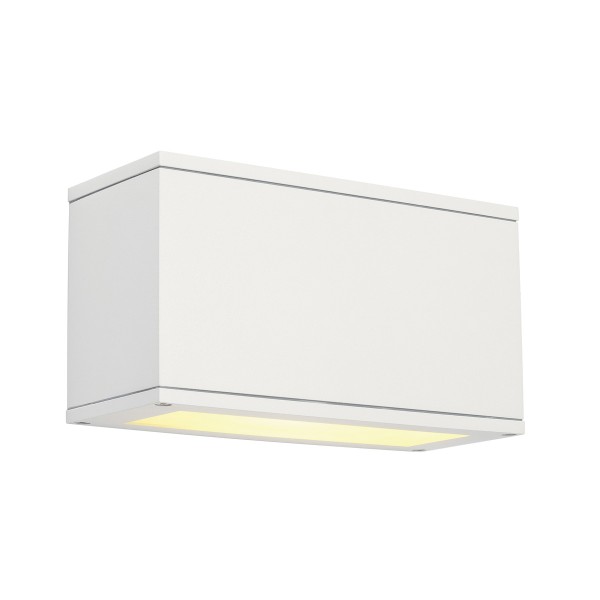 THEOS 101, Outdoor Wandleuchte, TC-TSE, IP44, eckig, weiß, Glas satiniert, max. 24W