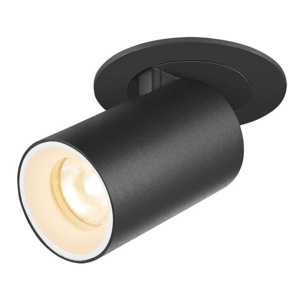NUMINOS PROJECTOR XS Deckeneinbauleuchte, 3000 K, 55°, zylindrisch, schwarz / weiß