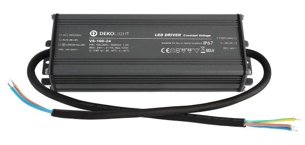 Deko-Light Netzgerät, IP, CV, V6-100-24, Aluminium, Grau, 100W, 24V, 186x64mm
