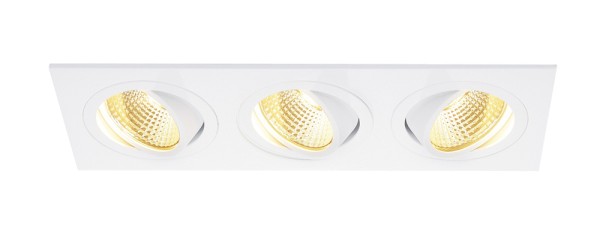 NEW TRIA 3 SET, Einbauleuchte, dreiflammig, LED, 2700K, rechteckig, weiß matt, 38°, 30W