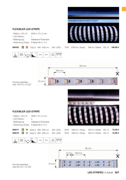 Deko-Light Flexibler LED Stripe, 5050-60-24V-RGB+1700K-5m, Kupfer, Weiß, RGB + Amber, 120°, 70W, 24V