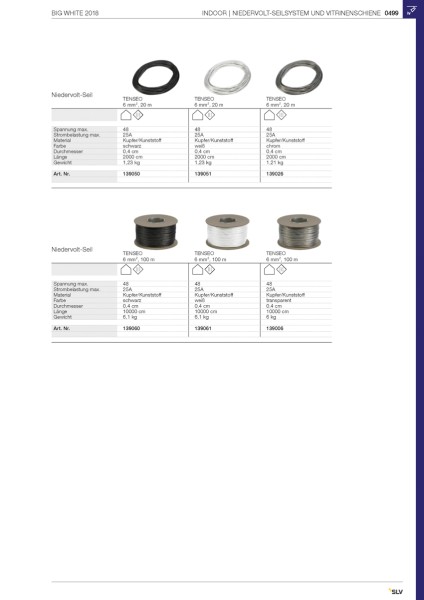 NIEDERVOLT-SEIL, für TENSEO Niedervolt-Seilsystem, weiß, 6mm², 100m