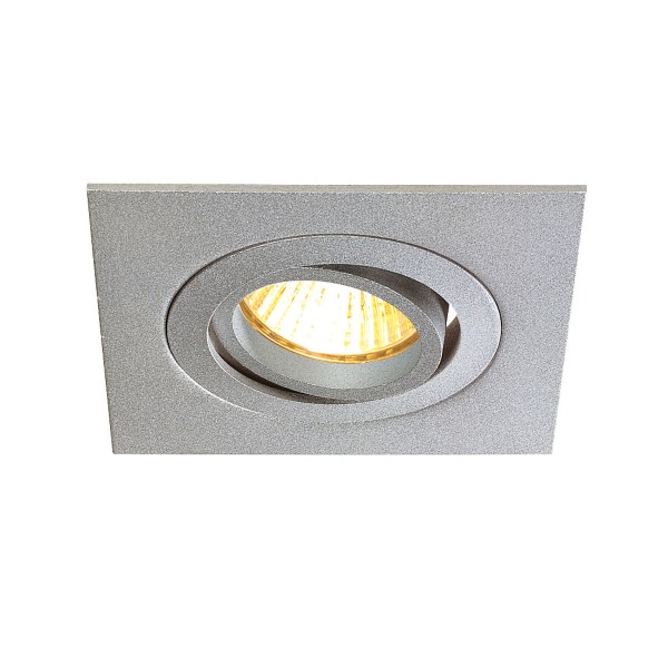 ROW 1 QR-C51, Einbauleuchte, QR-C51, eckig, silbergrau, schwenkbar, max. 50W