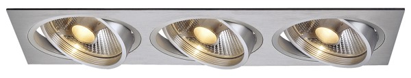 NEW TRIA 3, Einbauleuchte, dreiflammig, QPAR111, rechteckig, aluminium gebürstet, max. 225W