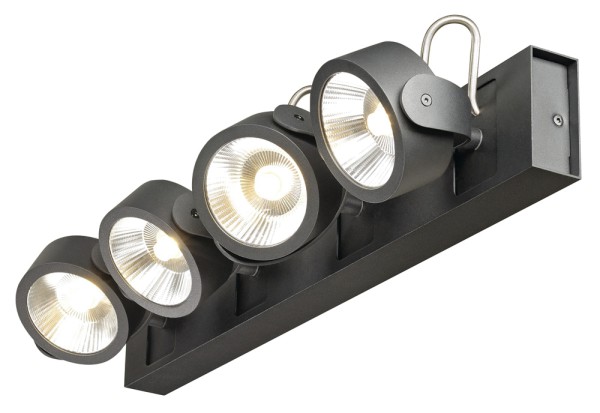 KALU, Wand- und Deckenleuchte, vierflammig, LED, 3000K, schwarz matt,  40W, Rosette rechteckig