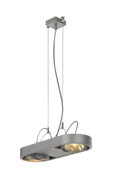 AIXLIGHT R, Pendelleuchte, zweiflammig, QR111, rechteckig, silbergrau, max. 100W