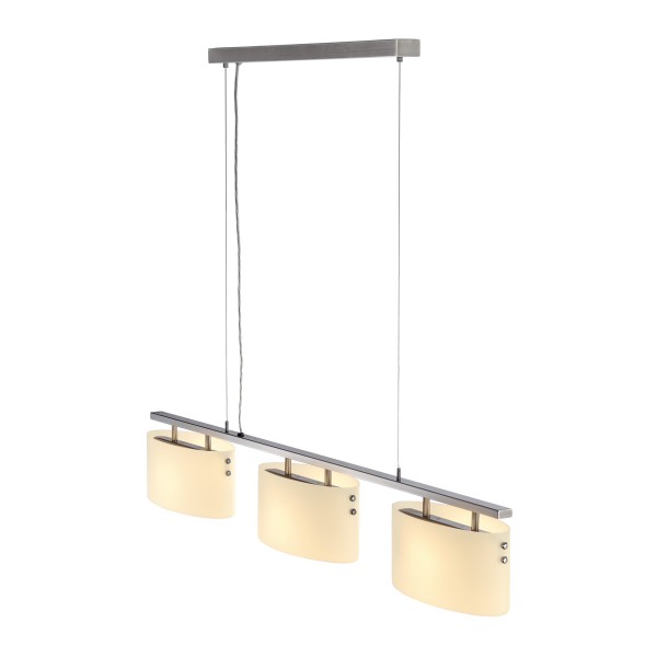 ROVEN, Pendelleuchte, A60, metall gebürstet/Glas satiniert,  max. 120W