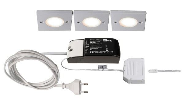 Deko-Light Möbelaufbauleuchte, Fine I 3er Bundle, Aluminium, Silbergrau RAL 7001, Warmweiß, 115°