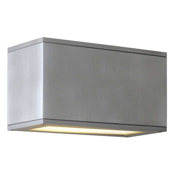 THEOS 102, Outdoor Wandleuchte, TC-TSE, IP44, eckig, up/down, aluminium gebürstet, Glas satiniert