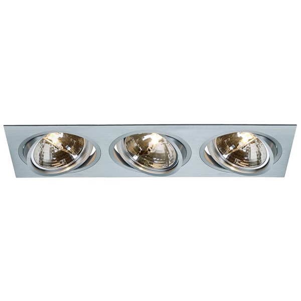 NEW TRIA III QRB111 Downlight, rechteckig, alu brushed, max. 3x75W, inkl. Clipfedern