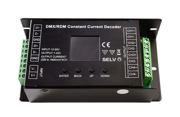 Deko-Light Controller, DMX/RDM 4 CH CC Decoder, Metall, Schwarz, 60W, 1-42V, 4mA, 135x69mm