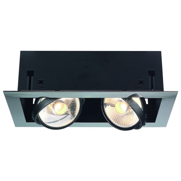 AIXLIGHT FLAT DOUBLE ES111 Deckeneinbauleuchte, chrom / mattschwarz, 2xGU10, max. 75W