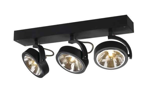 KALU, Wand- und Deckenleuchte, dreiflammig, QR111, rund, schwarz matt, max. 150 W