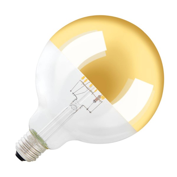 LED Leuchtmittel Spiegelkopf, G125, E27, 2000K - 2900K, 400lm, 280°, dimmbar, gold