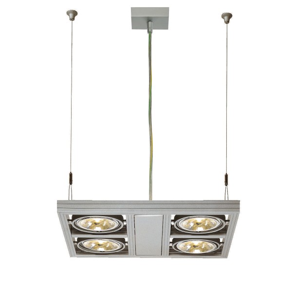 AIXLIGHT SQUARE, Pendelleuchte, vierflammig, QR-LP111, viereckig, silbergrau, max. 200W