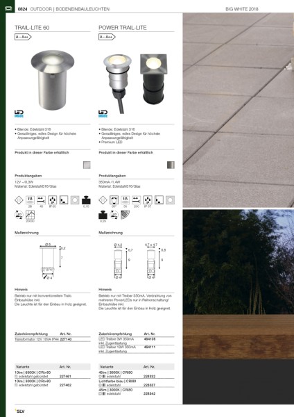 POWER TRAIL-LITE 47, Outdoor Bodeneinbauleuchte, LED, 3000K, IP67, eckig, edelstahl 316